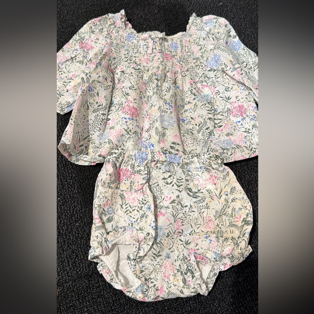 Janie and Jack Floral Kids Matching Set - Pink, Blue, Green